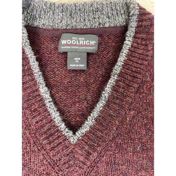 Woolrich Men’s Burgundy Red & Gray Sweater Vest 100% Wool Size XL - Picture 5 of 8